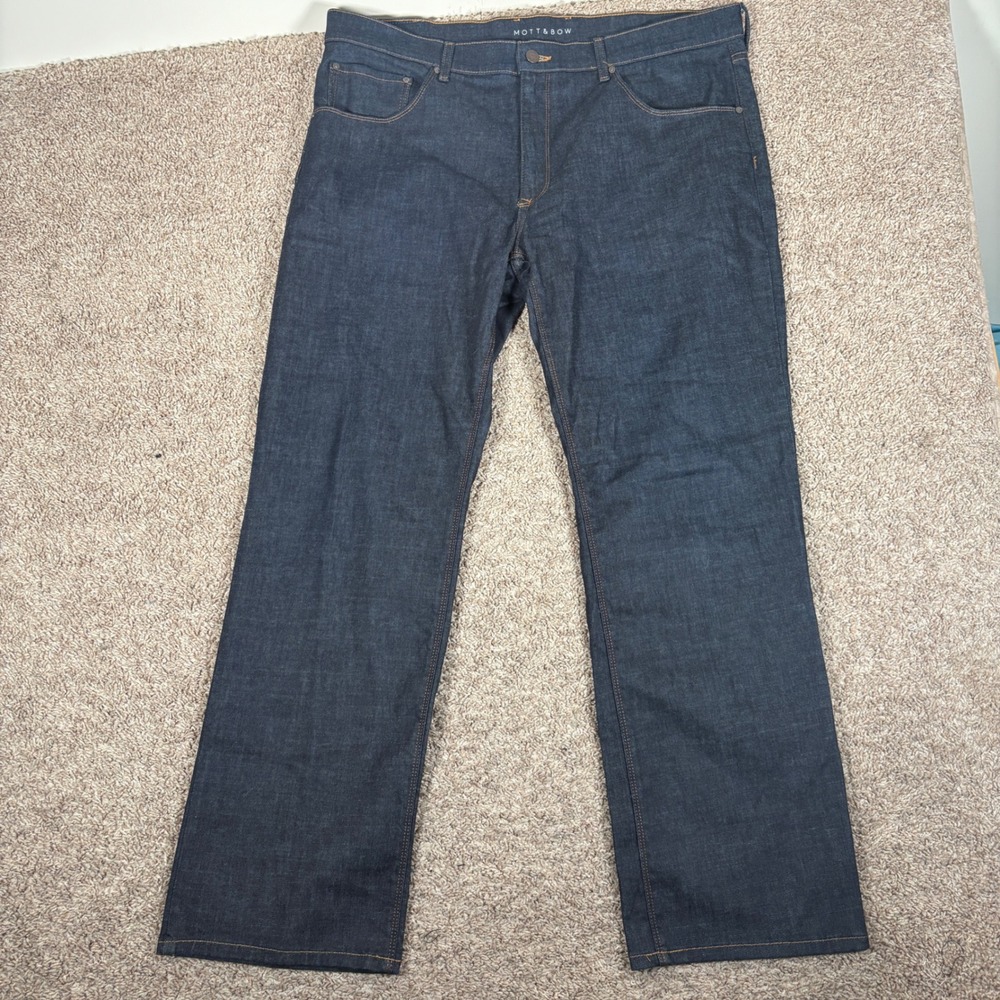 Mott & Bow Crosby Straight Leg Jeans Mens 40x32 Dark Indigo‎ Blue